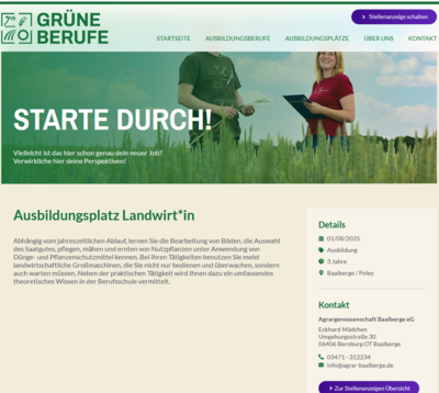 Webseite "Grüne Berufe"