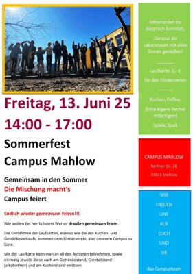 Campus-Sommerfest am 13.05.2025 von 14:00 - 17:00 Uhr (Bild vergr&ouml;&szlig;ern)