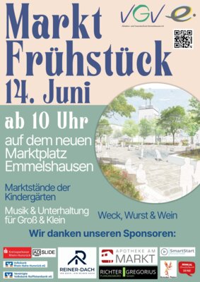 Marktfrühstück am 14.06.2025 ab 10.00 Uhr auf dem neuen Marktplatz in Emmelshausen