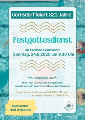 Meldung: Festgottesdienst 825 Jahre Gornsdorf