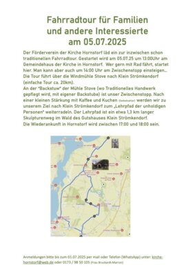 5.7.2025 Fahrradtour des Fördervereins Kirche Hornstorf ab 13 Uhr