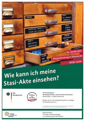 Einsichtnahme Stasi-Akte - Bürgerberatung in Sömmerda (Bild vergrößern)