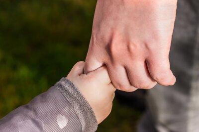 Symbolbild von Pixabay - Kinderhand hält sich an Hand eines Erwachsenen fest