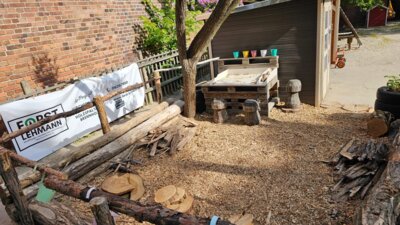 Meldung: Neue Naturwerkstatt in der Kita Sonnenblume: Mit Herz, Hand und Holz!