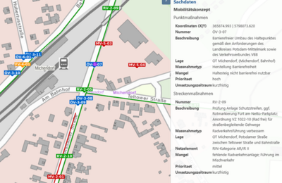 Maßnahmenkatalog des Mobilitätskonzepts im Geoportal abrufbar (Bild vergrößern)