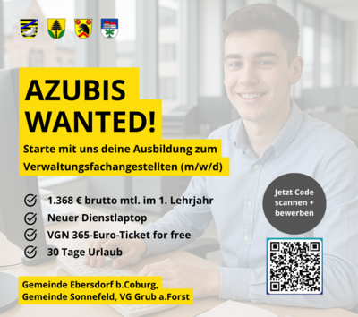 Azubis wanted - Starte mit uns deine Ausbildung zum Verwaltungsfachangestellten (m/w/d) (Bild vergrößern)