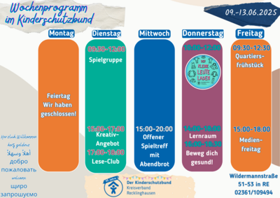 Unser Programm vom 09.06. - 13.06.2025