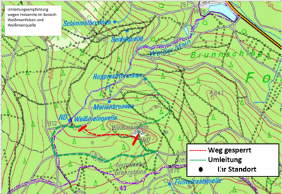 Meldung: Sperrung verschiedener Waldwege Weißmainquelle/Weißmainfelsen