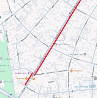 Lageplan zur Sperrung der Mahlsdorfer Straße - Teil 1