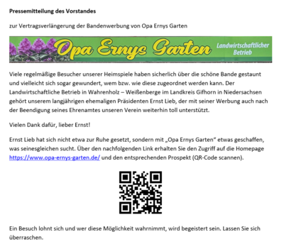 � PM / Vertragsverlängerung - OPA ERNYS GARTEN