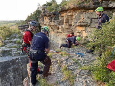 Rettungsübung in den Hessigheimer Felsengärten