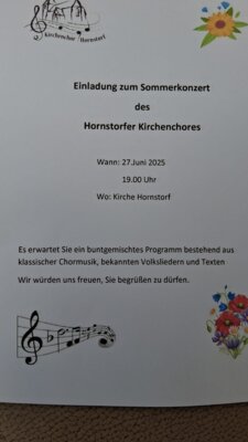 27.6.2025 um 19 Uhr Sommerkonzert des Kirchenchores