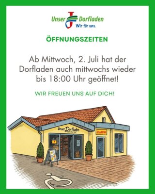 Ab Juli Mittwochs wieder ganztags geöffnet! (Bild vergrößern)