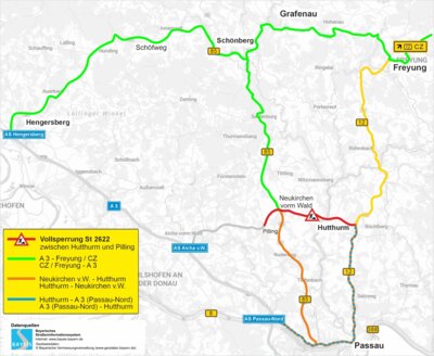 Fahrbahnsanierung am Autobahnzubringer zwischen Hutthurm und Neukirchen (Bild vergrößern)