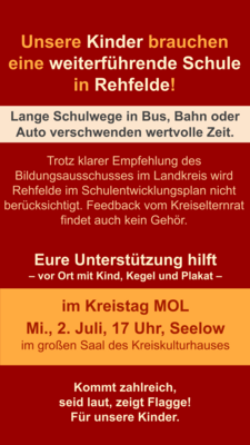 Eine weiterführende Schule für Rehfelde? Jetzt zählt jede Stimme!