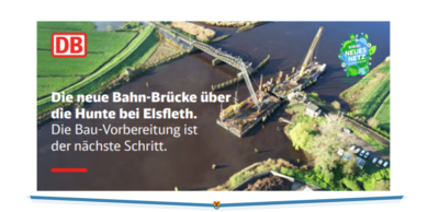 Die neue Bahn-Brücke über die Hunte bei Elsfleth - Bau-Vorbereitung ist der nächste Schritt