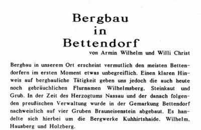 Aus der Festschrift 825 Jahre Bettendorf aus 1988