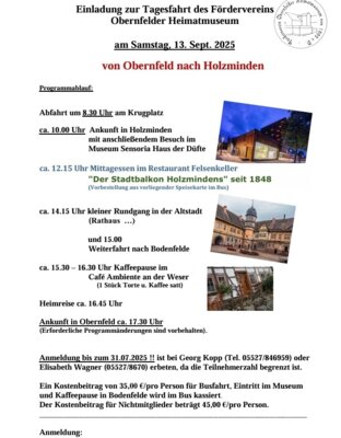 Tagesfahrt Förderverein Heimatmuseum Obernfeld (Bild vergrößern)