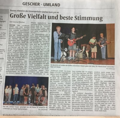 Zeitungsartikel zum Bunten Abend