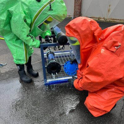 Trageübung im Chemikalienschutzanzug