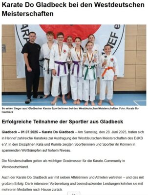 Meldung: Karate Do Gladbeck bei den Westdeutschen Meisterschaften