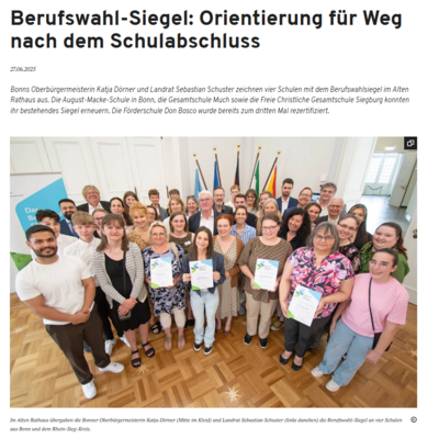 Meldung: Berufswahlsiegel