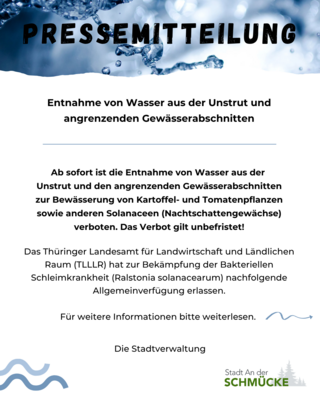 PM: Entnahme von Wasser aus der Unstrut und angrenzenden Gewässerabschnitten (Bild vergrößern)
