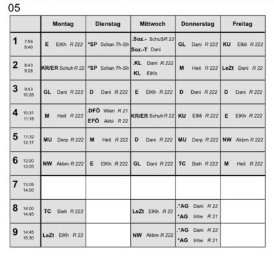 Beispielstundenplan Jg. 5 (Bild vergrößern)