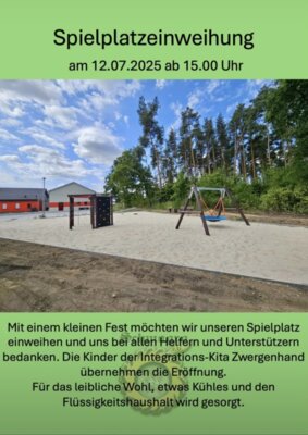 Meldung: 12.07. Spielplatzeinweihung
