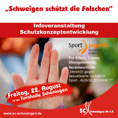 Meldung: Schweigen schützt die Falschen – SC Schoningen startet mit der Sportjugend Northeim-Einbeck starkes Projekt gegen Gewalt im Sport