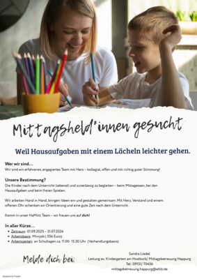 Personal für Mittagsbetreuung gesucht! (Bild vergrößern)