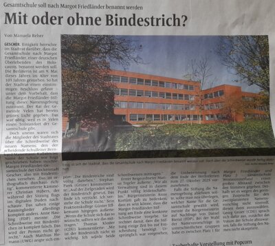 Stadtrat diskutiert über Schulnamen