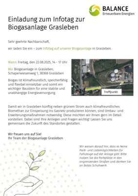 Flyer - Einladung zum Infotag zur Biogasanlage Grasleben