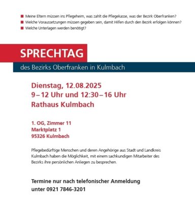 Foto zur Meldung: Sprechtag des Bezirks Oberfranken in Kulmbach