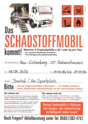 Das Schadstoffmobil kommt am 18. August 2025 nach Neu-Eichenberg (Bild vergr&ouml;&szlig;ern)