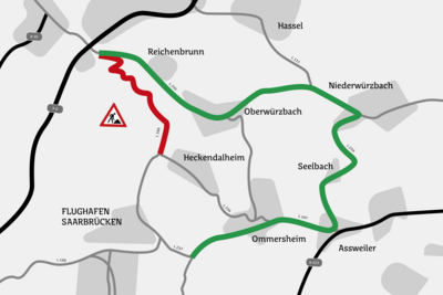 Foto zur Meldung: Information des Landesbetrieb für Straßenbau (LfS) zur geplanten Vollsperrung der L108 – Staffel – Montag, 28. Juli 2025 bis voraussichtlich Freitag, 1. August 2025