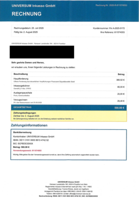Achtung: Betrügerische Rechnungen im Umlauf! (Bild vergrößern)
