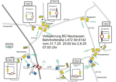Sperrung Bahnübergang Richtung Laubsdorf