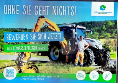 Öffentliche Stellenausschreibung  "Gewässerpfleger" vom Gewässerunterhaltungsverband Untere Saale/Roda
