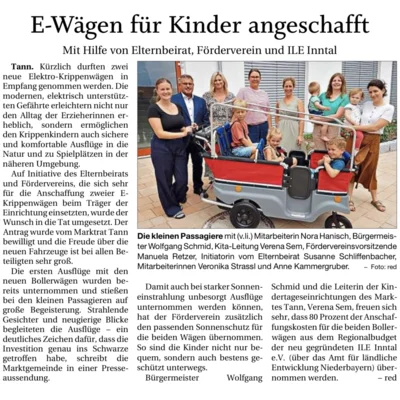 Meldung: Neue Elektro-Krippenwagen bringen Mobilität und Freude in die Tann-Krippe