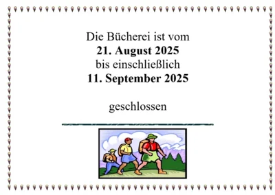 Meldung: Ferien der Gemeindebücherei