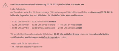 Ausflugsfahrt zur Insel Hiddensee ab Hafen Wiek am 05.08.2025 entfällt !!! (Bild vergr&ouml;&szlig;ern)