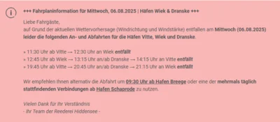 Ausflugsfahrt zur Insel Hiddensee ab Hafen Wiek am 06.08.2025 entfällt !!! (Bild vergr&ouml;&szlig;ern)