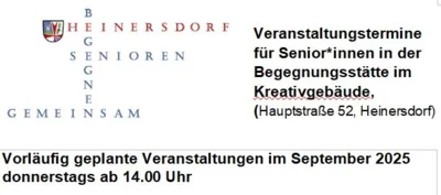 Veranstaltungen der Senior_innen Heinersdorf September 2025