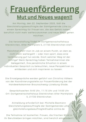 Frauenförderung - Mut und Neues wagen! am 22.09.2025 (Bild vergr&ouml;&szlig;ern)