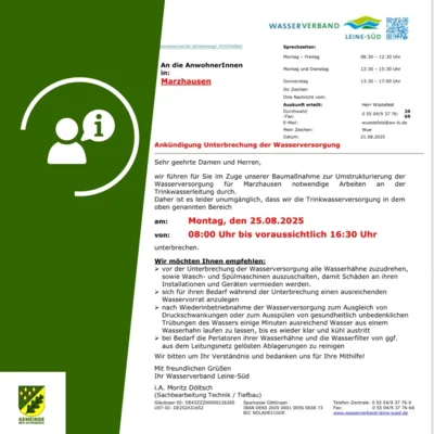 Unterbrechung der Wasserversorgung in Marzhausen (Bild vergr&ouml;&szlig;ern)