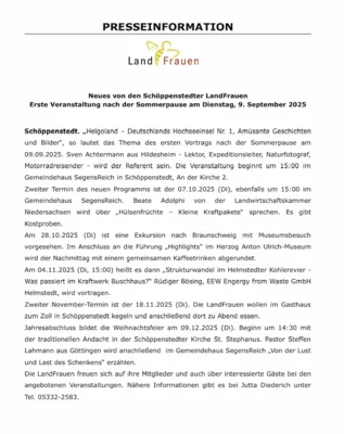 Pressemitteilung der schöppenstedter LandFrauen (Bild vergr&ouml;&szlig;ern)