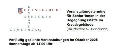 Veranstaltungstermine Senior_innen Heinersdorf Oktober 2025