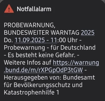 Cell Broadcast Warnung auf dem Mobilfunkgerät (Bild vergr&ouml;&szlig;ern)