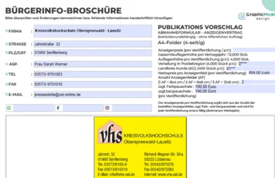 Achtung! – Unseriöse Anzeigenangebote zur Veröffentlichung einer Werbeanzeige in einer angeblichen Bürgerinfo-Broschüre durch die Firma Vision Graphic Media LLC (Bild vergr&ouml;&szlig;ern)